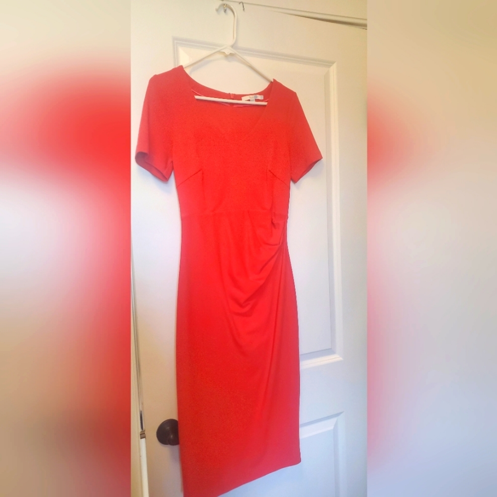 Boden US size 6 Coral Ponte Pencil Sheath Midi Dress WW118